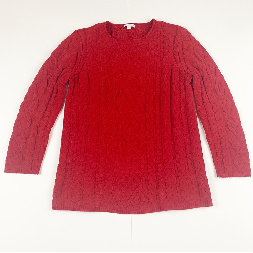 J. Jill Cable Knit‎ Red Sweater Size Small